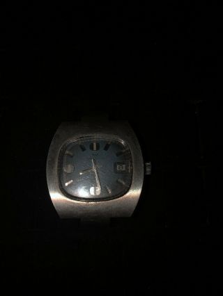 Vintage Waltham Blue Face Wrist Watch Shock Resistant 17 Jewels Runs