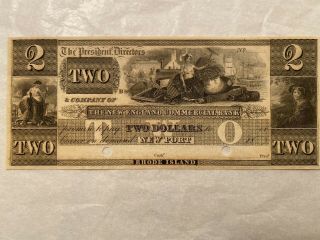 Rare England Commercial Bank $2 Note,  Remainder,  Crisp Uncirculated,  1800 