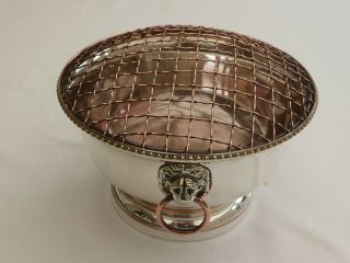 Large Vintage Silver Plated Rose Bowl,  Grille & Lion Head Handles 1500905/909