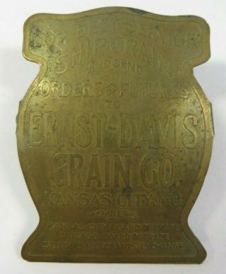 Antique Metal Paper Clip Ernst - Davis Grain Co Advertising Brass Kansas City,  Mo