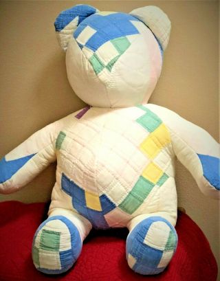 Large Crazy Patchwork Quilt Teddy Bear Hand Made Quilted
