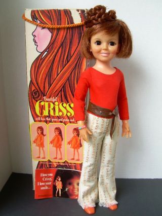 Vintage Ideal Crissy Grow Hair Doll,  Tagged Dungarees,  Crissy Box