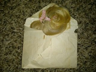 Unique Cuban Envelope With Baby Curls Hair From 1800 ' s with pink ribbon 2