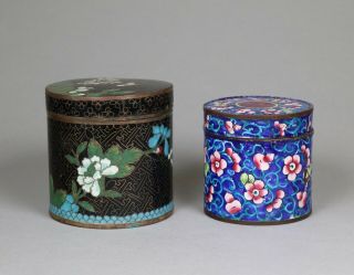 Antique Chinese Canton Enamel Box And Cloisonne Canister