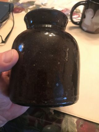 Rev War 18th Century Redware Black Glaze Small 5 Inch Canning Jar Perfect