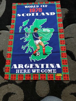 Vintage Tea Towel Cotton Scotland World Cup 1978 Rare Item
