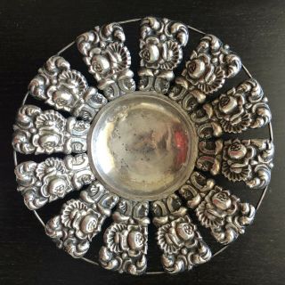 102.  8g Rare Design Antique German 800 Silver Openwork Footed Bon Bon Candy Bowl