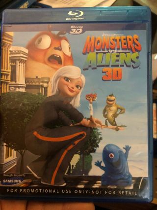 Monsters Vs Aliens 3d Rare Promo Edition Blu - Ray Disc Dreamworks 3 - D