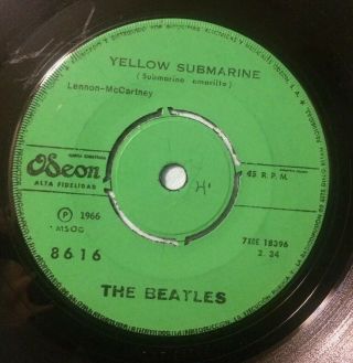 The Beatles - Chile Rare Odeon Light Green Labels 1966 45 Rpm 7 " Eleanor Rigby Vg