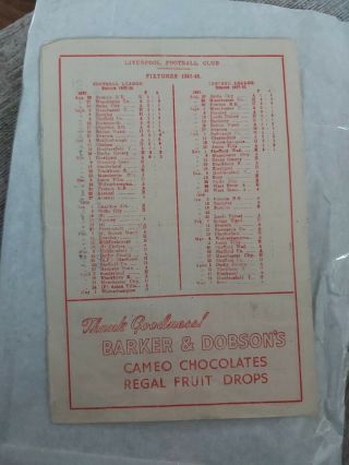 LIVERPOOL FC v GRIMSBY TOWN Nov 8th 1947 And VERY Rare 2