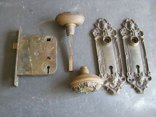 Y&t Yale & Towne Vulcan Brass Or Bronze Door Knob Set & Mortise Lock & Plates -