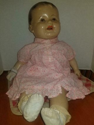 Antique Composition Doll With Teeth,  Sleep Eyes