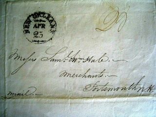 Early Antique Paper Envelope Folded.  Wax Seal.  Orleans/portsmouth N.  H.  1818