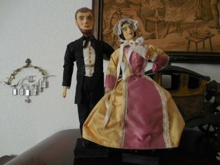 Antique Doll Papermache Abraham Lincoln & Mary Todd