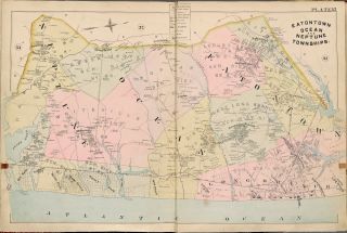 1889 Eatontown Ocean & Neptune Twps,  Monmouth County,  Jersey Atlas Map