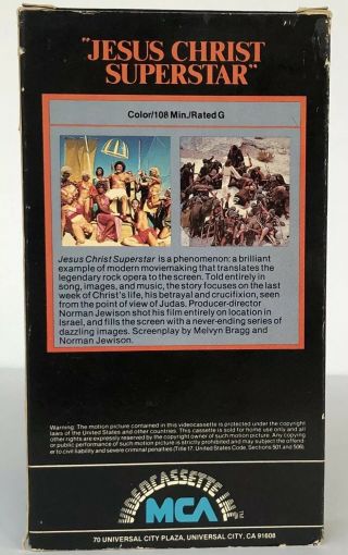 Jesus Christ Superstar (1973) VHS 1st MCA Video Release RARE Ted Neeley 2