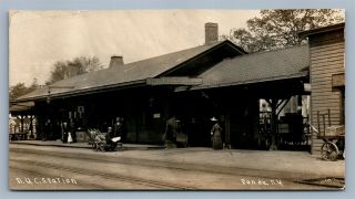 Fonda Ny Railroad Station Antique Real Photo Postcard Rppc Railway Train Depot
