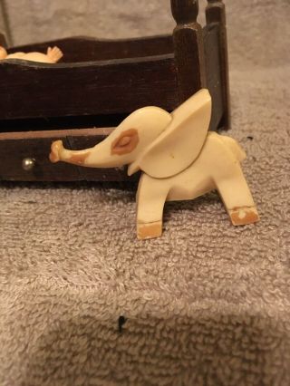 miniature dollhouse furniture 1/12 scale Baby Bed Horse Elephant And Doll 3