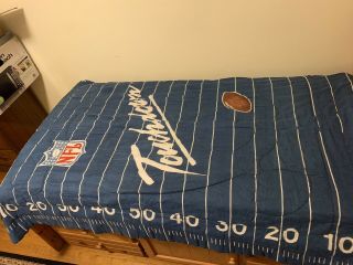 Vintage Nfl Blanket Throw Touchdown Football Field Blue Red Rare Retro Classic