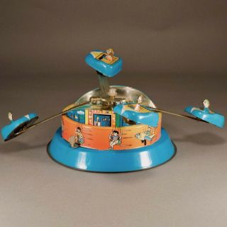 Carnival Ride Rare Chinese Wind Up Tin Toy,