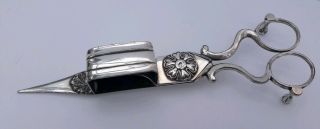 Antique 19th Century Silver - Plate Scissor - Action Wick - Trimmer / Candle Snuffer