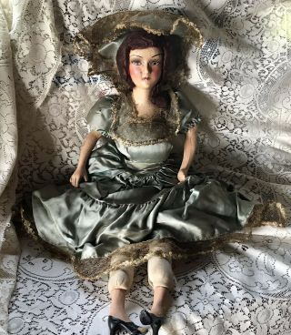 Boudoir doll lace antique composition 26” Needs Help 2