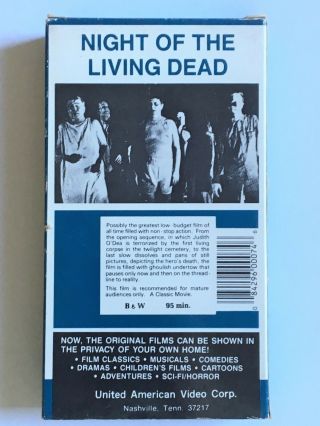 Rare 1991 Night Of The Living Dead VHS 74 United American. 2