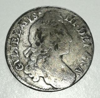 Rare 1697 Britain Silver Shilling 1/ - King William Iii -