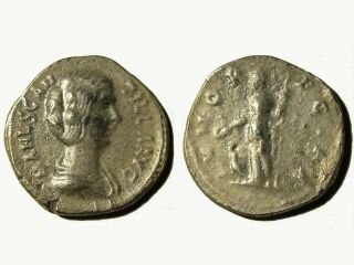 Ancient Roman Silver Denarius Of Empress Manlia Scantilla,  Rare