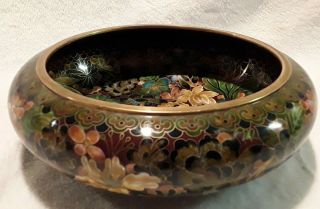 Antique Japanese Cloisonne Enamel Brass Large Bowl 8 1/2 " Ca 1900