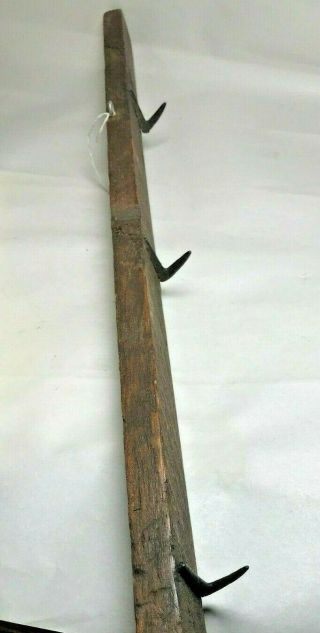 Rustic Primitive Herb Drying Coat Rack Wood 48 Inches 6 Pegs Country Cottage