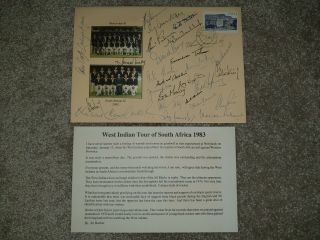 1983 West Indies Vs.  South Africa Xi Cricket Cover Autographs Rare