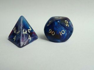 2 Extremely Rare Out Of Print (oop) Chessex Rainbow Lapis Dice (d4,  D) Rpg,  D&d