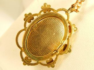 Antique 12k Rose Yellow GF CAMEO PENDANT NECKLACE Art Deco Carved Shell 16 