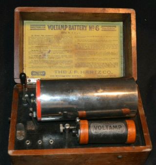 Early Voltamp Battery No 6,  In Wood Box,  By J F Hartz