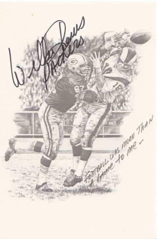 Willie Davis Green Bay Packers Hof Nfl Rare Signed Fan Card,  Photo