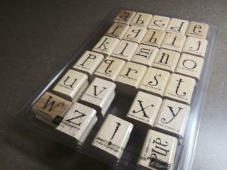 Stampin Up Wood Mounted Stamps Whimsical Alphabet Lower Case Retired/ Rare
