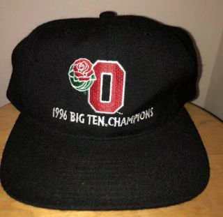 Rare Vintage Osu Ohio State Buckeyes Football 1996 Big Ten Champions Hat Black