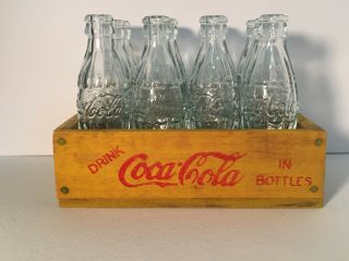 Very Rare & Htf Miniature Coca Cola Coke Wooden Crate W/ 12 2.  5 " Bottles