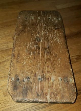 ANTIQUE EARLY TO MID 1800S PRIMITIVE WOOD CRICKET BENCH FOOTSTOOL SQUARE NAILS 2