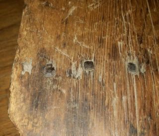 ANTIQUE EARLY TO MID 1800S PRIMITIVE WOOD CRICKET BENCH FOOTSTOOL SQUARE NAILS 3