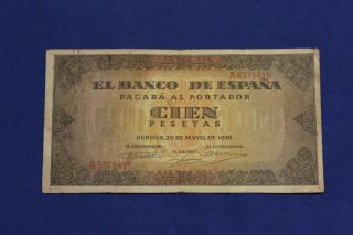 Spain 100 Pesetas 1938 P.  113 Rare Issue - - Many More Online