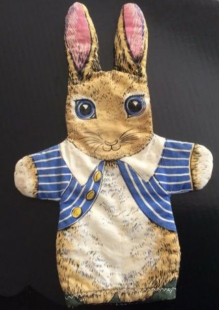 Vintage Rare Anne Wilkinson Designs England Quilted Peter Rabbit Hand Puppet 12”