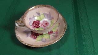 Antique Tea Cup And Saucer China Hand Painted Footed Japan Vintage