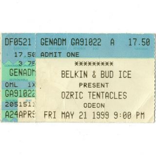 Ozric Tentacles Concert Ticket Stub Cleveland 5/21/99 Waterfall Cities Tour Rare