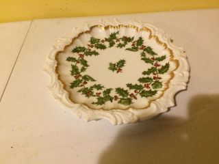 Antique T&v Limoges France Porcelain Hand Painted Holly Berry Plate