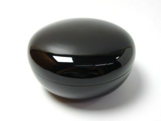 Japanese Antique Vintage Black Lacquer Wood Round Lidded Bowl Chacha
