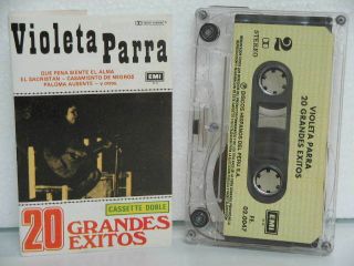Violeta Parra Peru Cassette 20 Grandes Exitos Folk Emi Vg,  Vg,  Rare