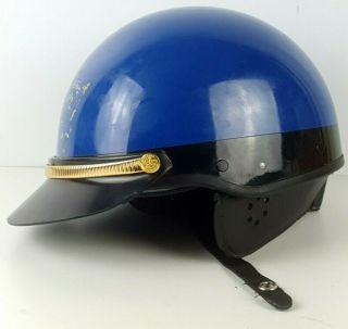Vintage Bell Toptex Half Helmet Moto Motorcycle Blue Sz 7 3/8 Police Retro Rare