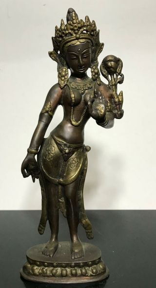 Antique Bronze Tibetan Hindu Pavarti Goddess Art Statue Sculpture